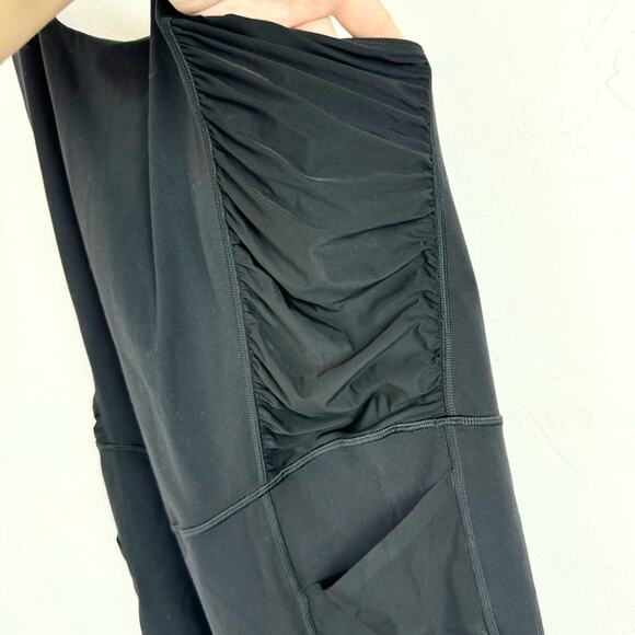 Athleta Mesh Me Up Athletic Athleisure Halter Onsie Shorts Bodysuit Black Size S - Picture 7 of 14